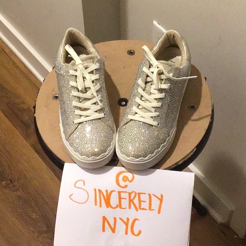 Anne Klein Silver Sparkle Sneakers